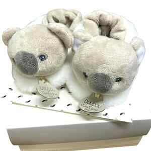 NIB DOUDOU CHAMPAGNIE BABY SLIPPER - KOALA BEAR 0-6 months